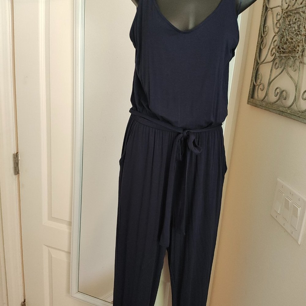 PINK ROSE TANK TOP NAVY JUMPSUIT SZ MEDIUM NWT